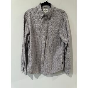 Ben Sherman Men’s Gray Floral Button-Down Shirt Size M – 100% Cotton Dress Shirt